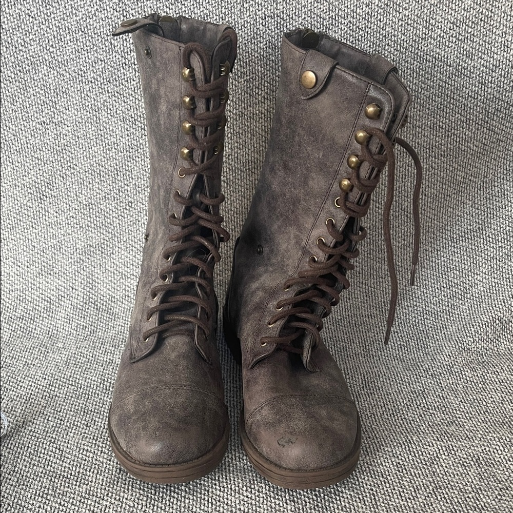 Dollhouse Charcoal Lace-Up Moto Boots - Picture 5 of 16